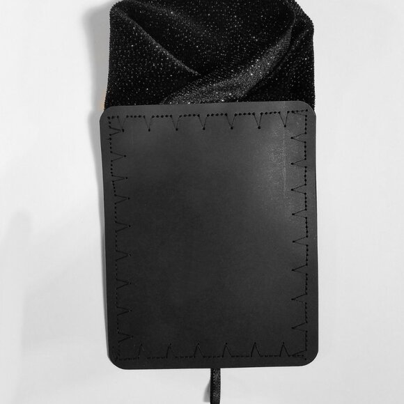 New - Men's Sparkle Black Velvet Pocket Square Insert - Pre-Folded - Picture 6 of 7